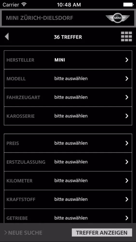 Tangkapan skrin MINI Zürich-Dielsdorf