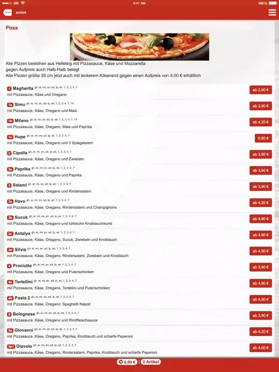 Pizza Profi Italiano Lünen iPad  Screenshots