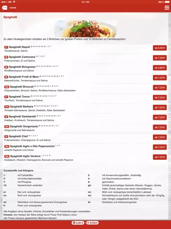 Pizza Profi Italiano Lünen iPad  Screenshots