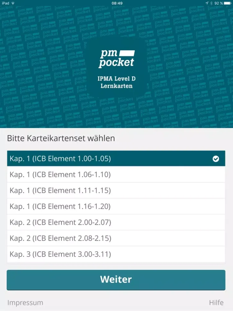 PM-Lernkarten nach IPMA (Level D) iPad  Screenshots