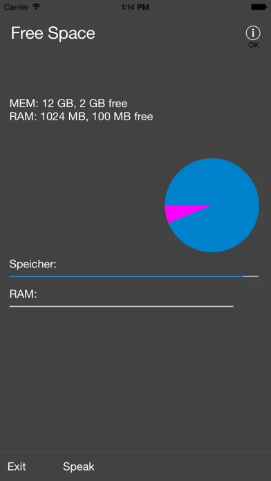 Ảnh chụp màn hình của Free Space + Speedtest