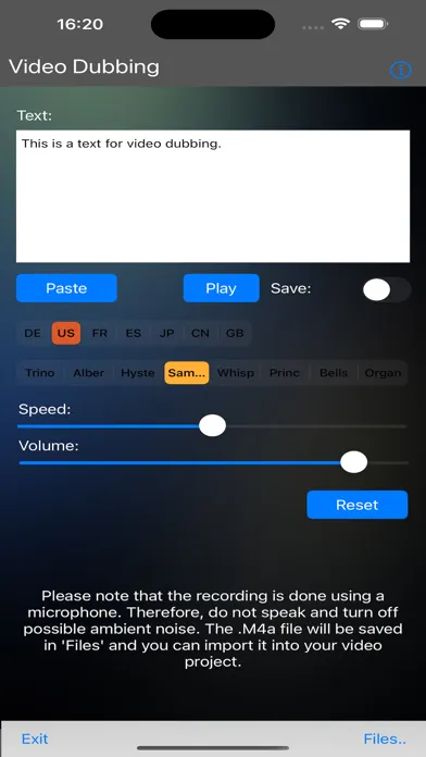 Capturas de tela do Video Dubbing - Text to Sound