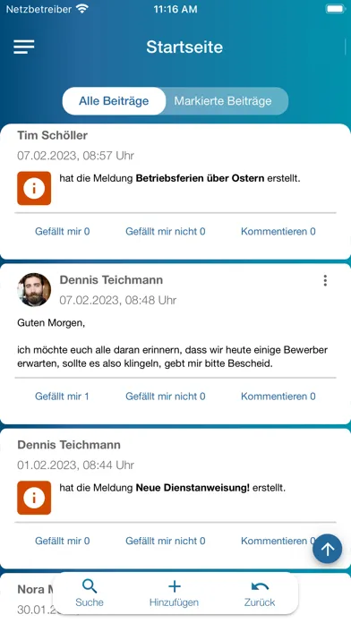Capturas de pantalla de momikom Mitarbeiter-App