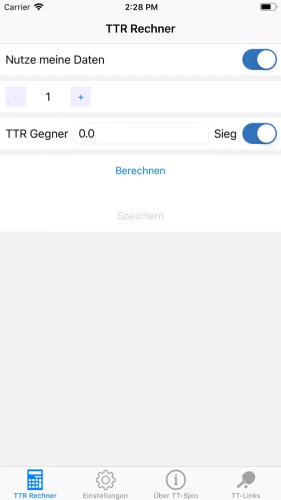 Скриншоты TT-SPIN TTR Rechner