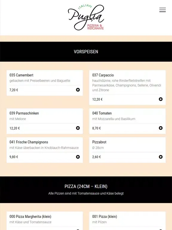 Ristorante Pizzeria Puglia iPad  Screenshots