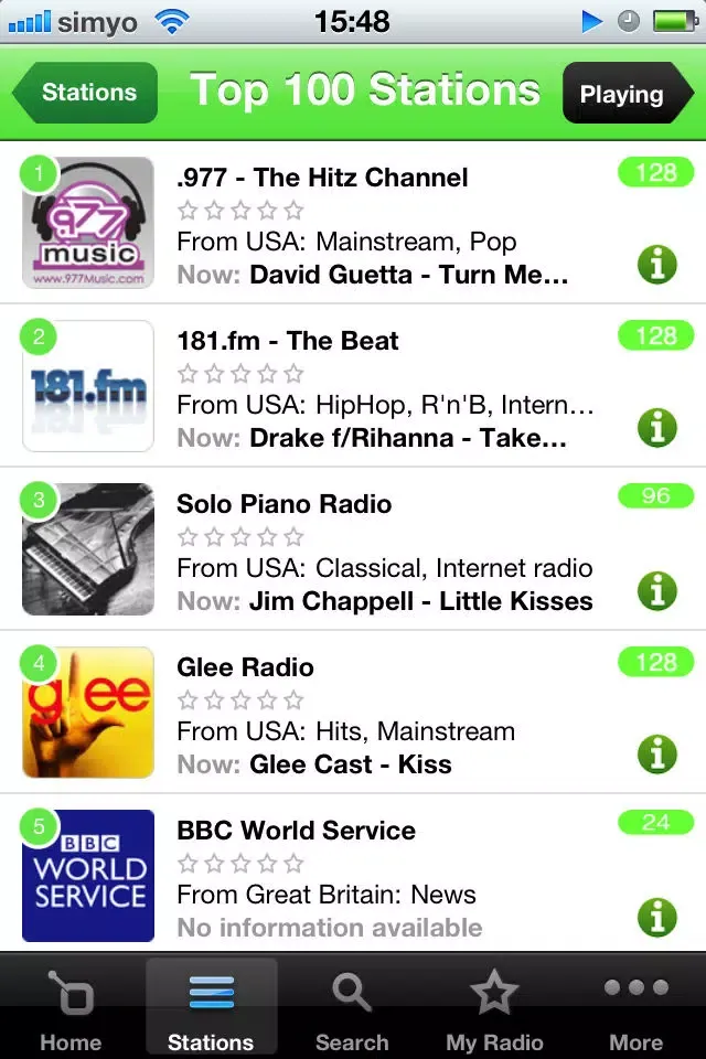 ภาพหน้าจอของ rad.io CLASSIC for 3G/iOS4