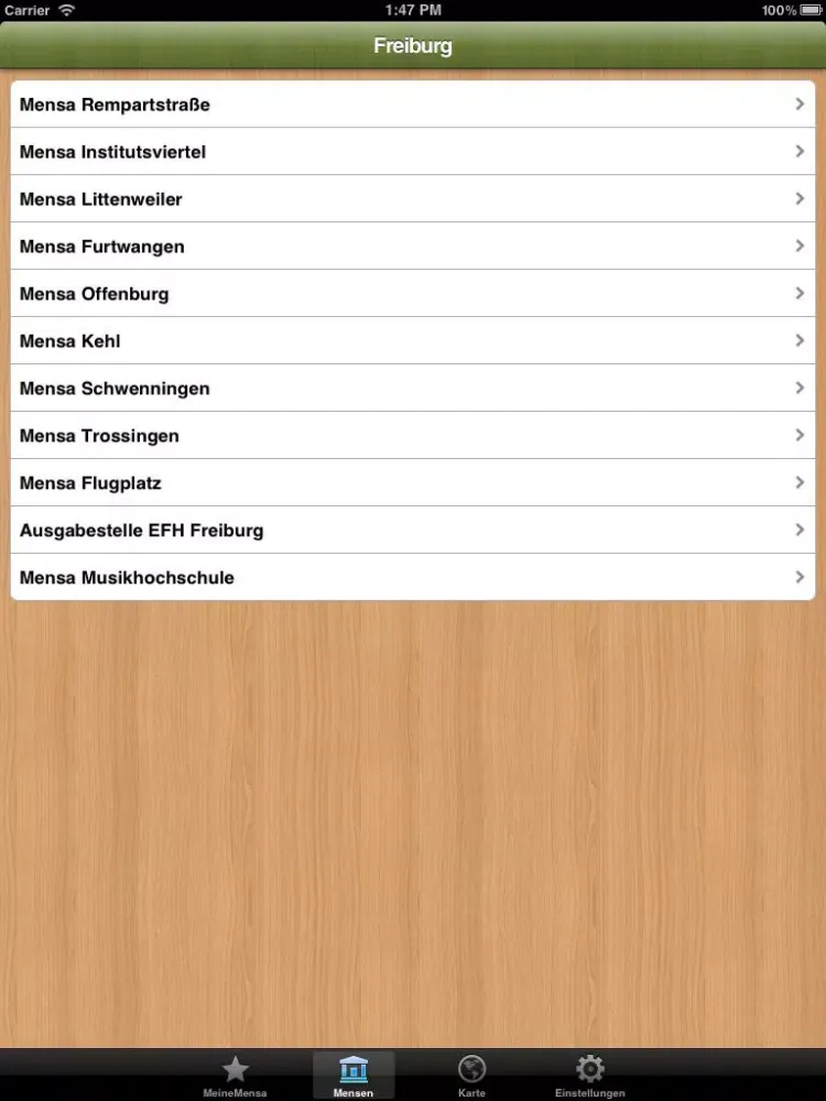 Captures d'écran de Mensa Freiburg iPad 