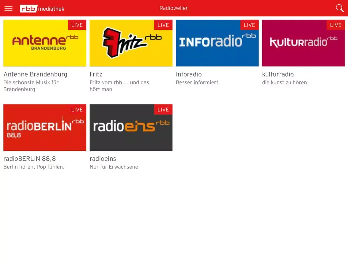 Capturas de pantalla de rbb Mediathek iPad 