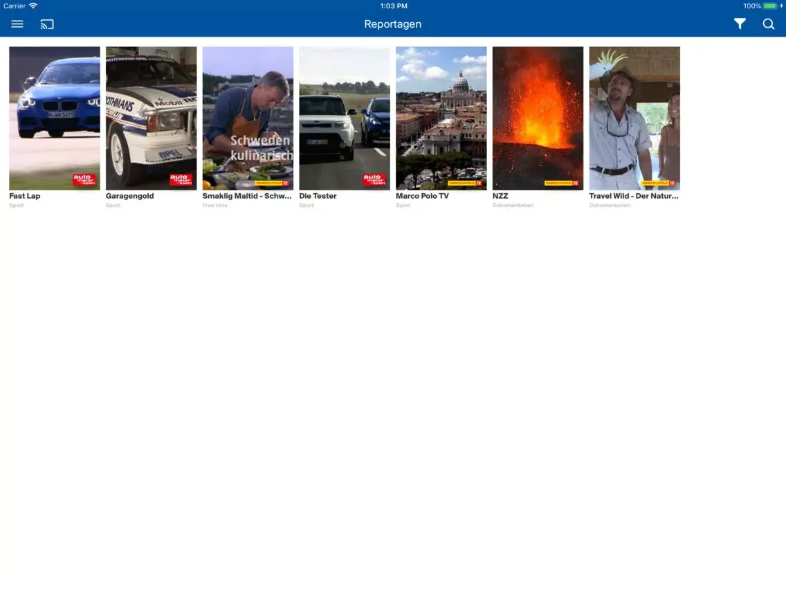 RFT TV APP iPad  Screenshots