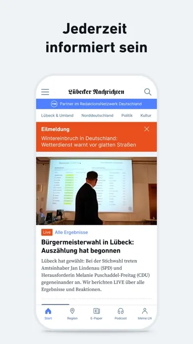 Tangkapan skrin LN - Nachrichten und Podcast