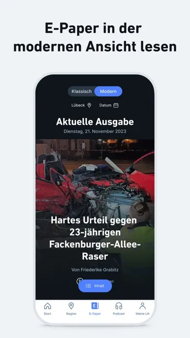 Tangkapan skrin LN - Nachrichten und Podcast