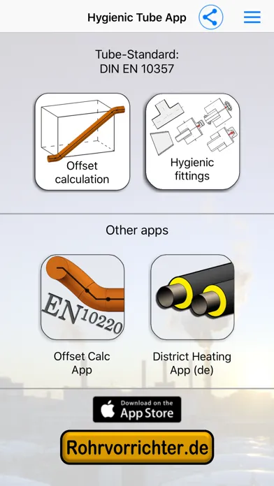 Zrzuty ekranu Hygienic Tube App DIN
