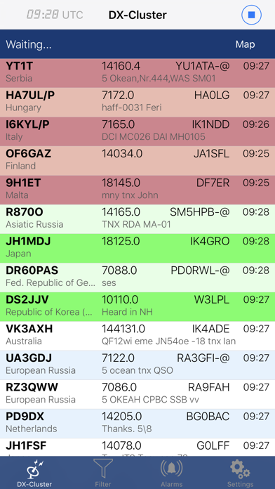 Captures d'écran de iCluster - DX-Cluster database