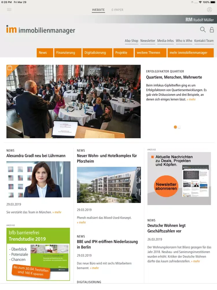 Tangkapan layar immobilienmanager iPad 