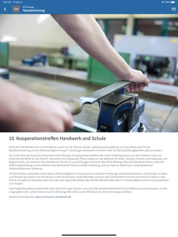 Capturas de tela do kfz.innung – Branchen-News iPad 
