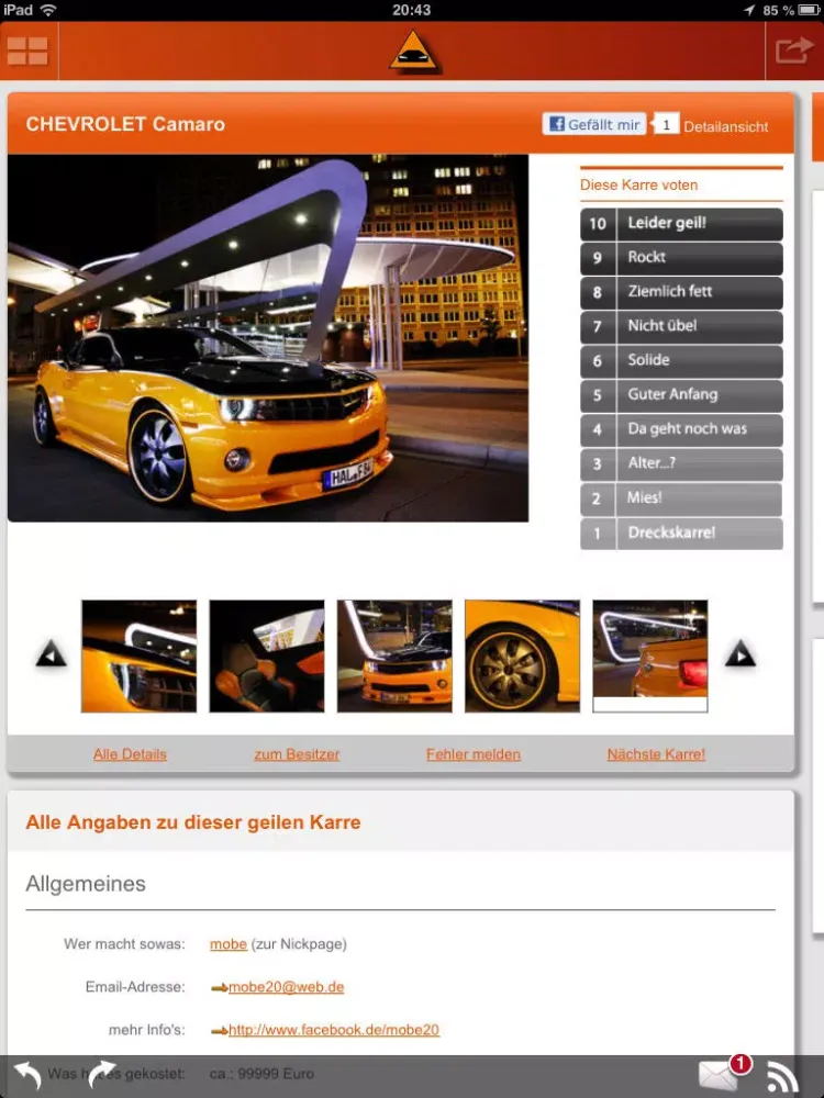 Zrzuty ekranu geileKarre - [ Auto Tuning App ] iPad 