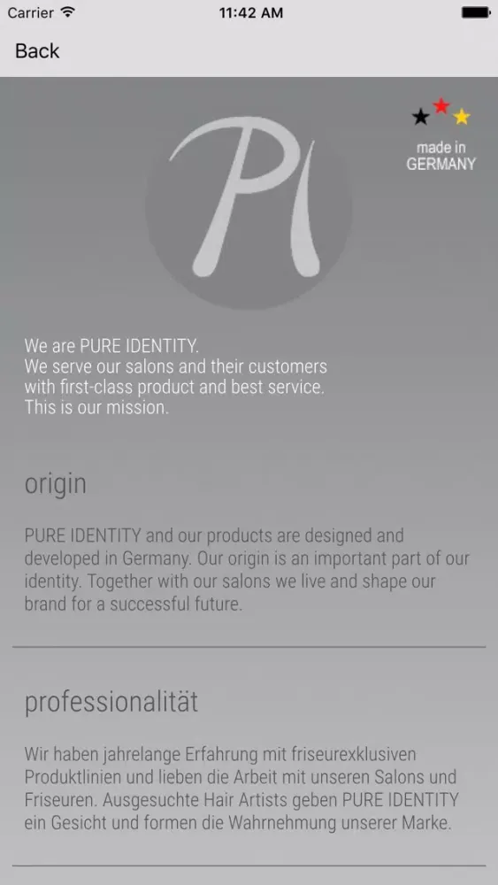 Pure Identity App 스크린샷