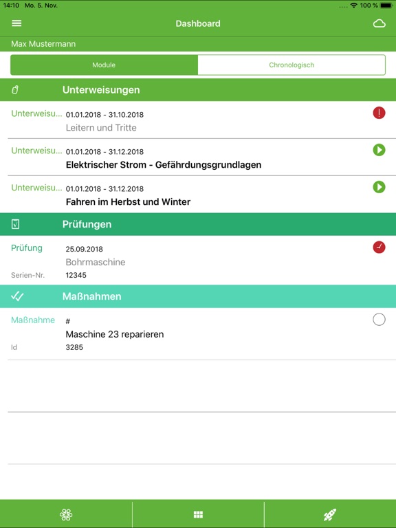 Tangkapan skrin sam EHS Manager Safety iPad 