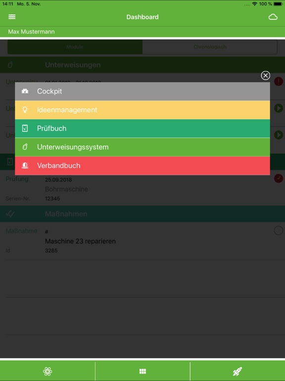Tangkapan skrin sam EHS Manager Safety iPad 