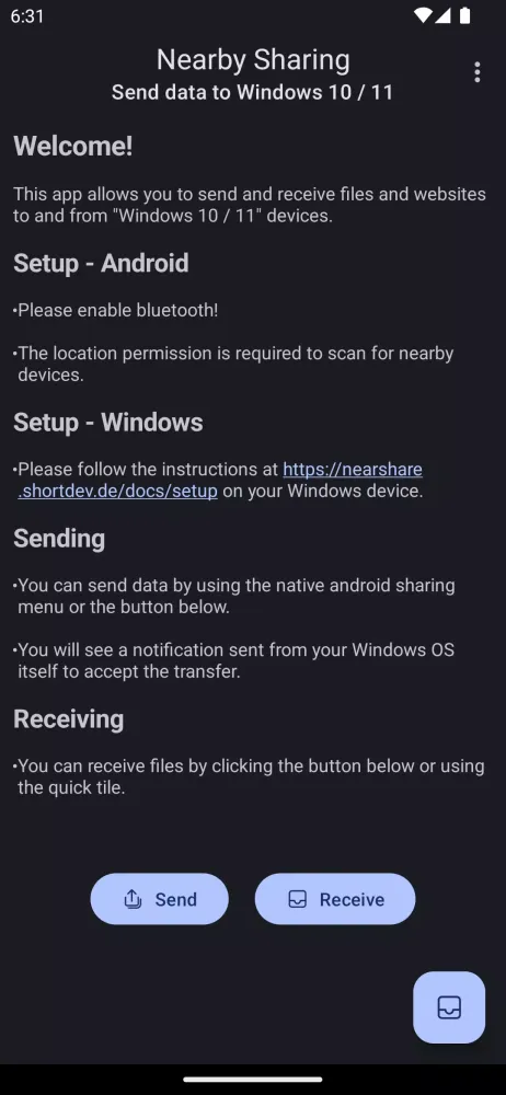 Nearby Sharing Screenshots