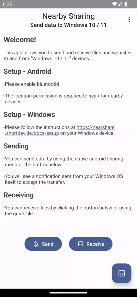 Nearby Sharing Screenshots