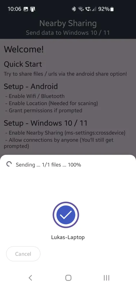 Nearby Sharing Screenshots