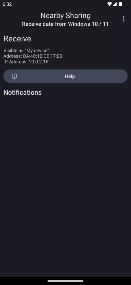 Nearby Sharing Screenshots