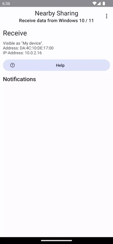 Nearby Sharing Screenshots