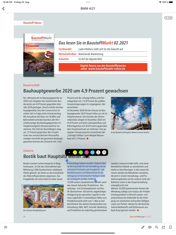 Capturas de tela do BaumarktManager E-Paper iPad 