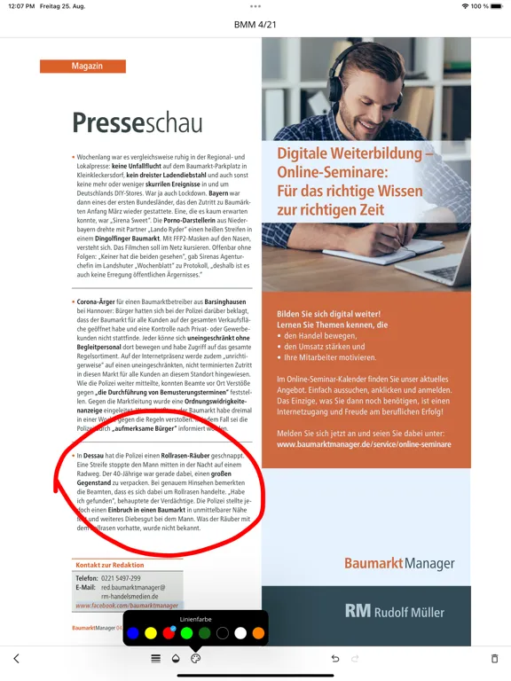 Capturas de tela do BaumarktManager E-Paper iPad 