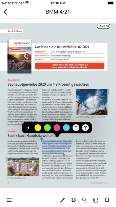 Capturas de tela do BaumarktManager E-Paper