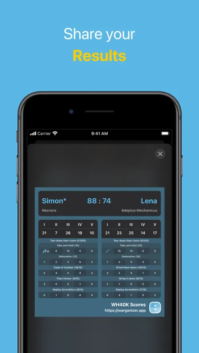 ภาพหน้าจอของ WH40K Scores