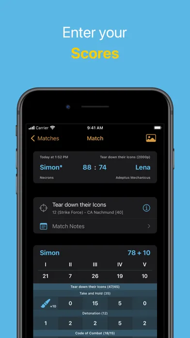 ภาพหน้าจอของ WH40K Scores