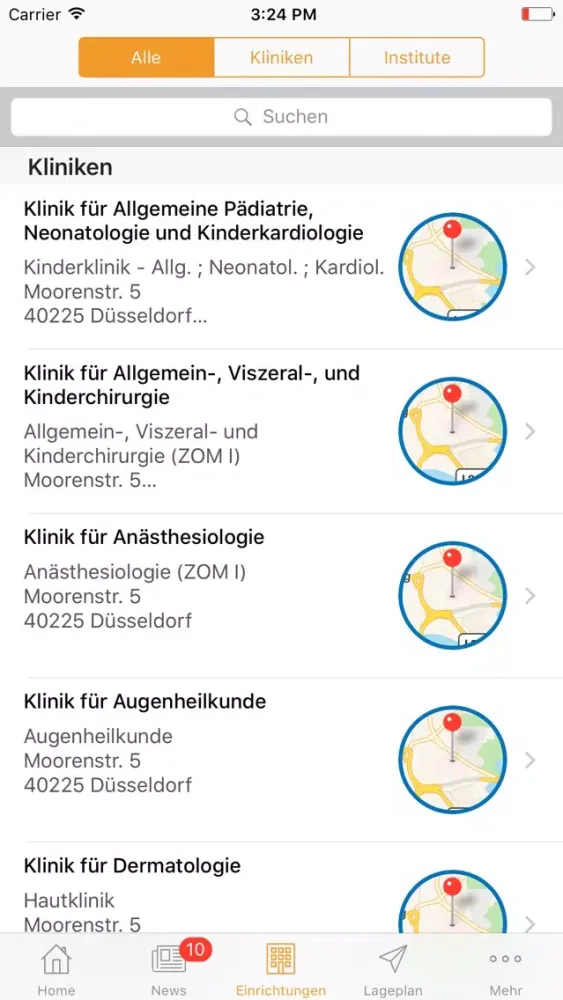Tangkapan skrin Uniklinik Düsseldorf