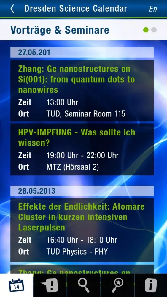ภาพหน้าจอของ Dresden Science Calendar
