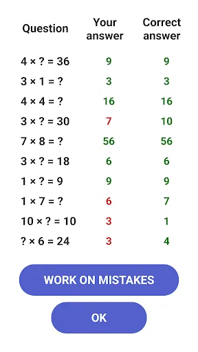 Multiplication Games Math quiz Screenshots