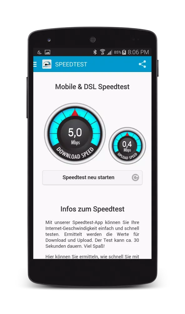 Mobile WIFI & DSL Speedtest Screenshots