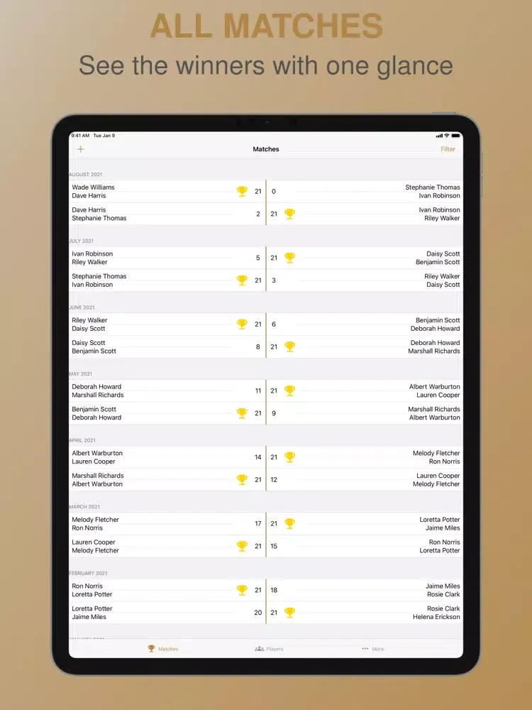 Badminton Tracker iPad  스크린샷