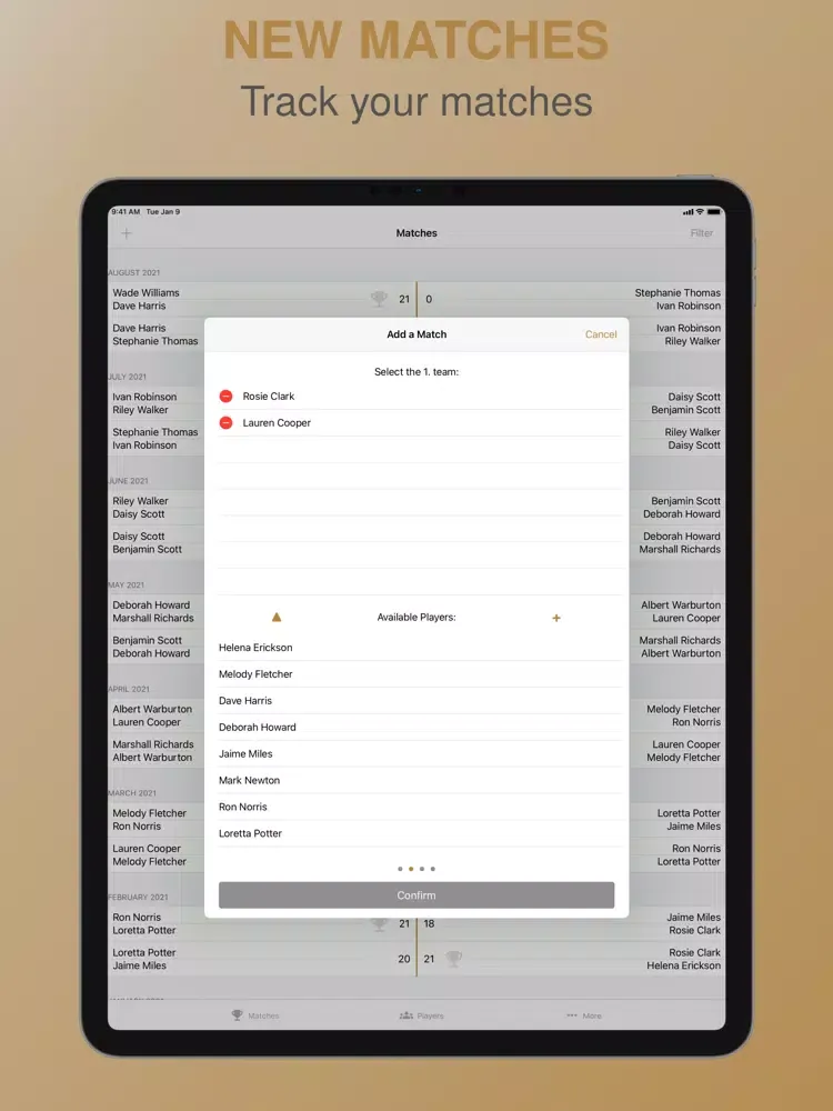 Badminton Tracker iPad  스크린샷