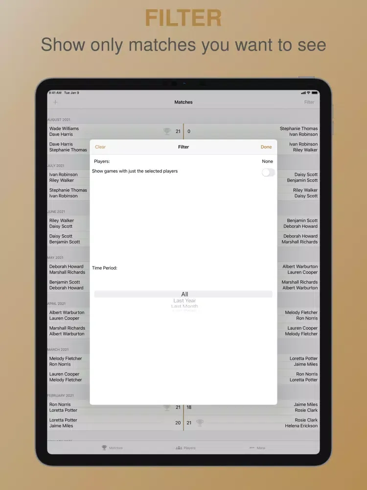 Badminton Tracker iPad  스크린샷