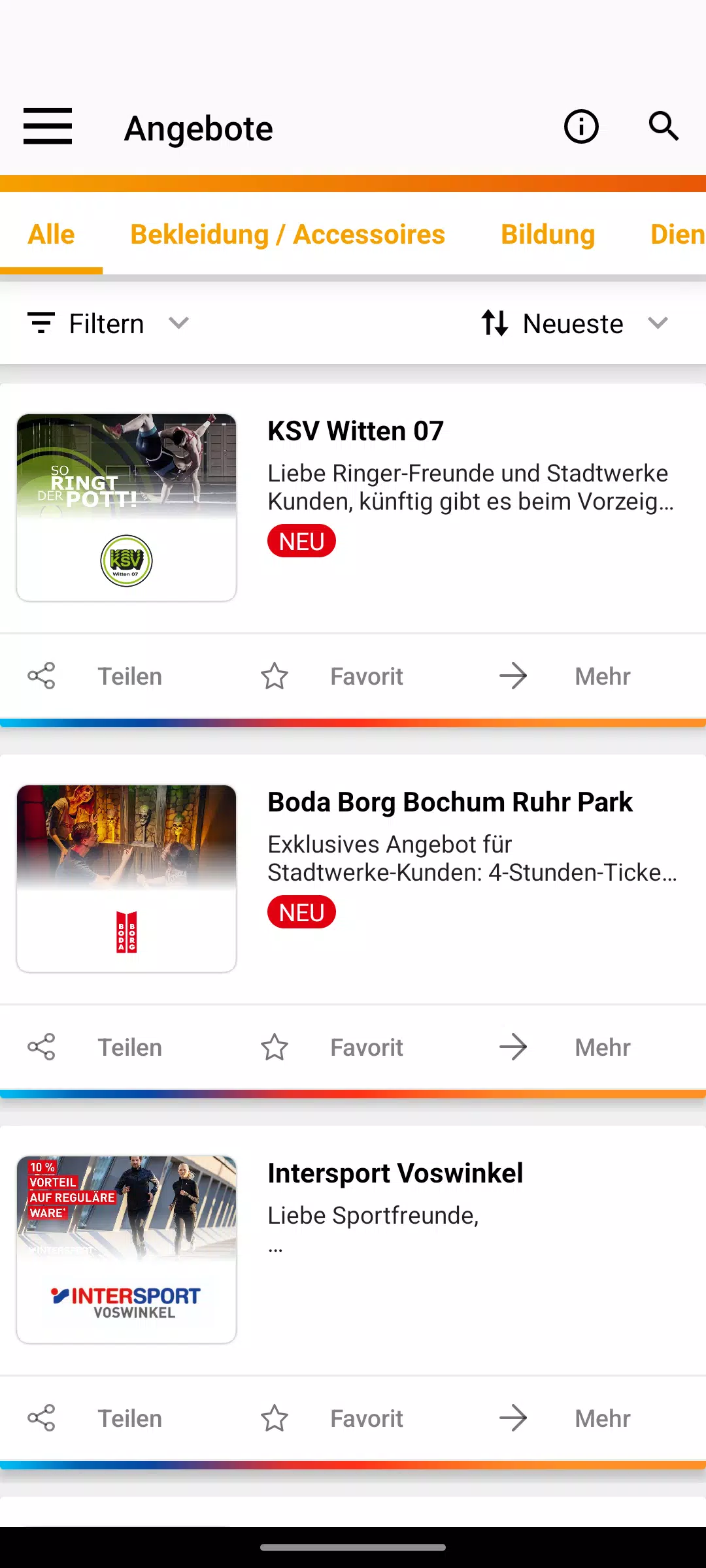 Stadtwerke Bochum-App Screenshots