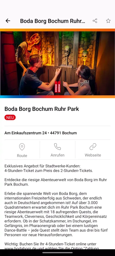 Capturas de tela do Stadtwerke Bochum-App