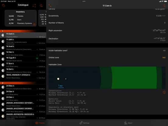 Capturas de tela do Exoplanet Explorer iPad 