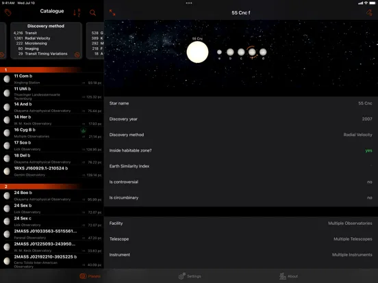 Capturas de tela do Exoplanet Explorer iPad 
