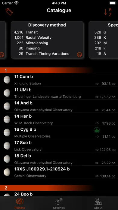 Capturas de tela do Exoplanet Explorer