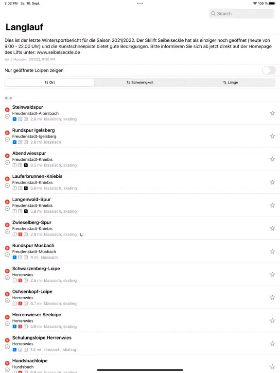 Langlauf Baiersbronn iPad  スクリーンショット