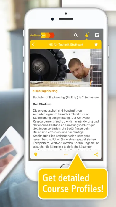 Screenshot di studieren.de Suchmaschine