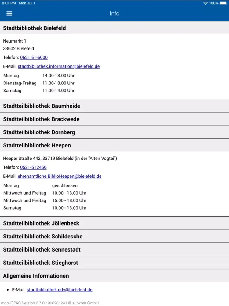 Ảnh chụp màn hình của Stb Bielefeld iPad 