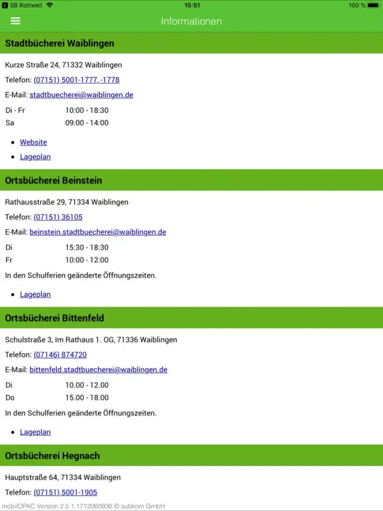 Capturas de pantalla de Stadtbücherei Waiblingen iPad 