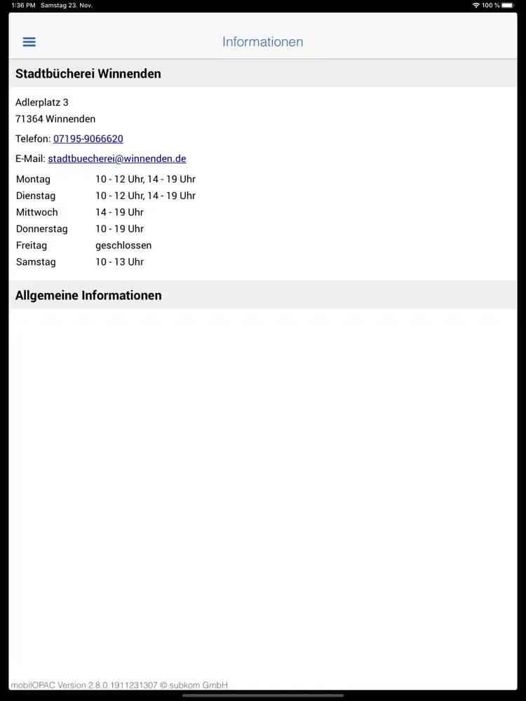 Stadtbücherei Winnenden iPad  سکرین شاٹس